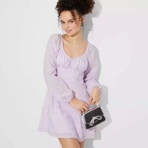 WILD FABLE Purple Long Sleeve Fit and Flare Dress NWT